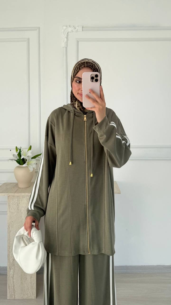 Urban Stripe Hoodie Set