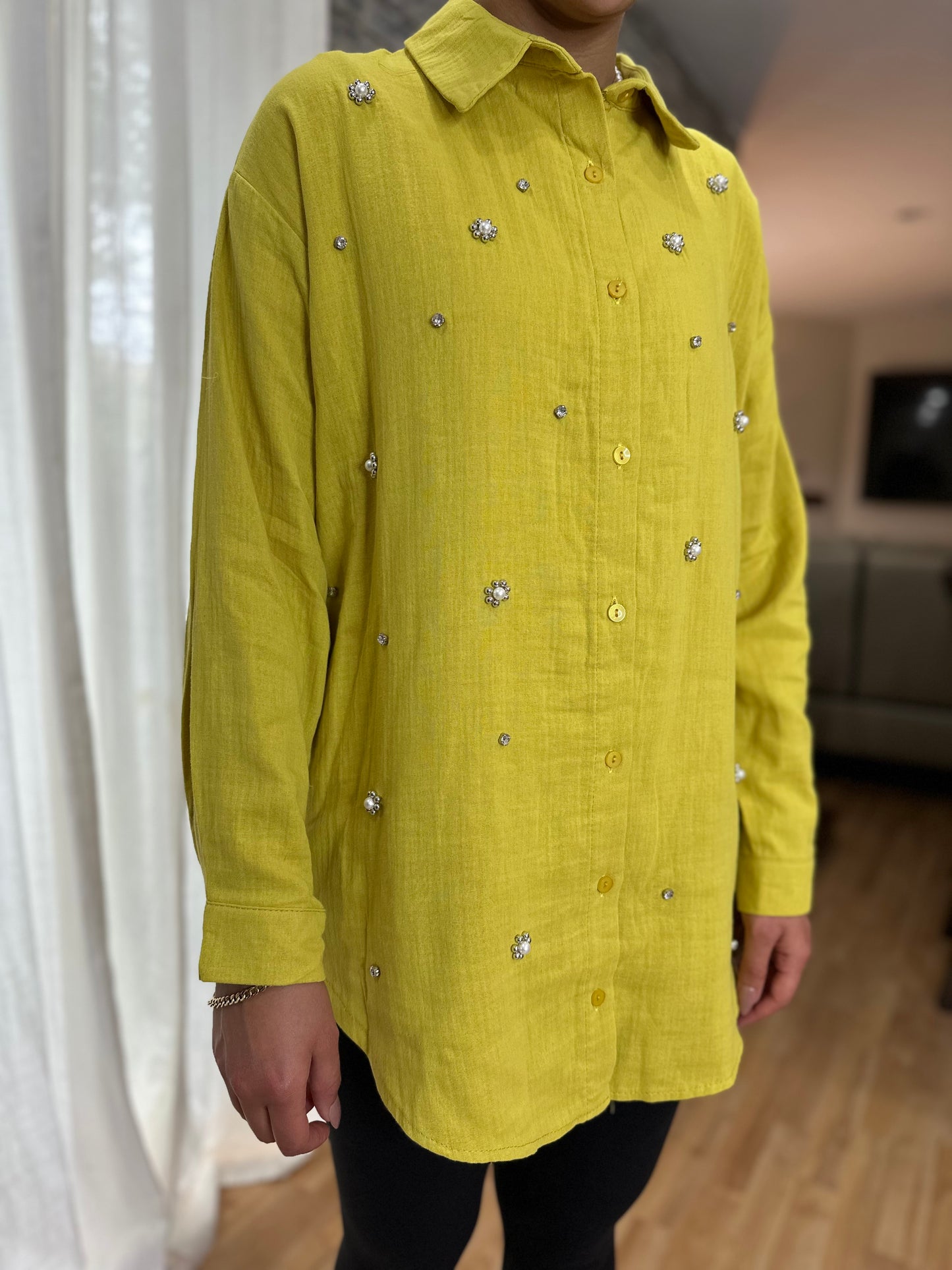 Embellished Linen Shirt