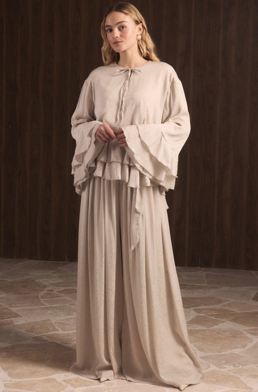 PINK AND BEIGE SATIN SET - Bagi Style