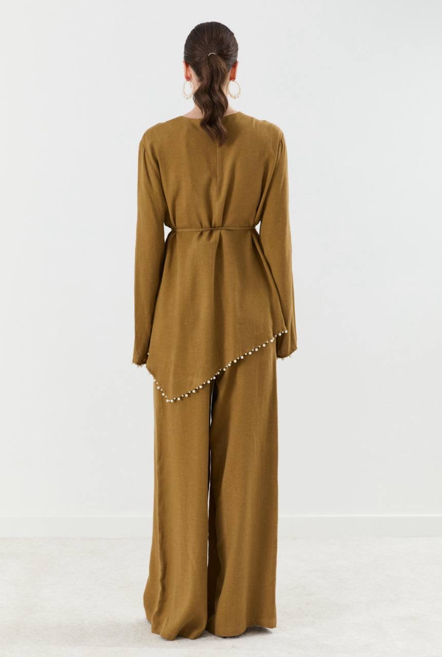 Pearl Edge Elegance | أناقة حواف اللؤلؤ (Linen Fabric) (2 Colours)