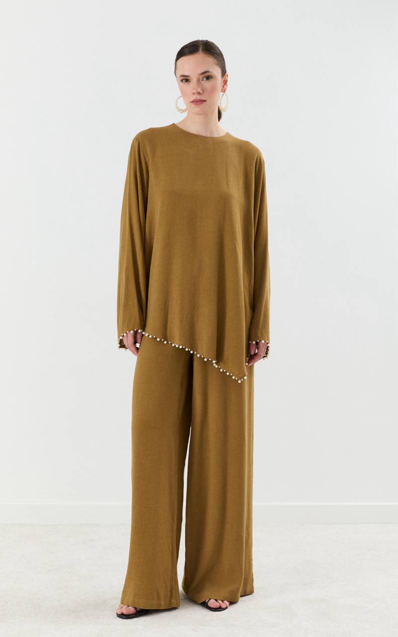 Pearl Edge Elegance | أناقة حواف اللؤلؤ (Linen Fabric) (2 Colours)